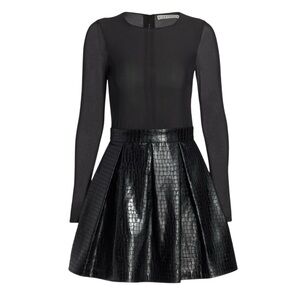 Alice + Olivia Chara Vegan Leather Black Dress